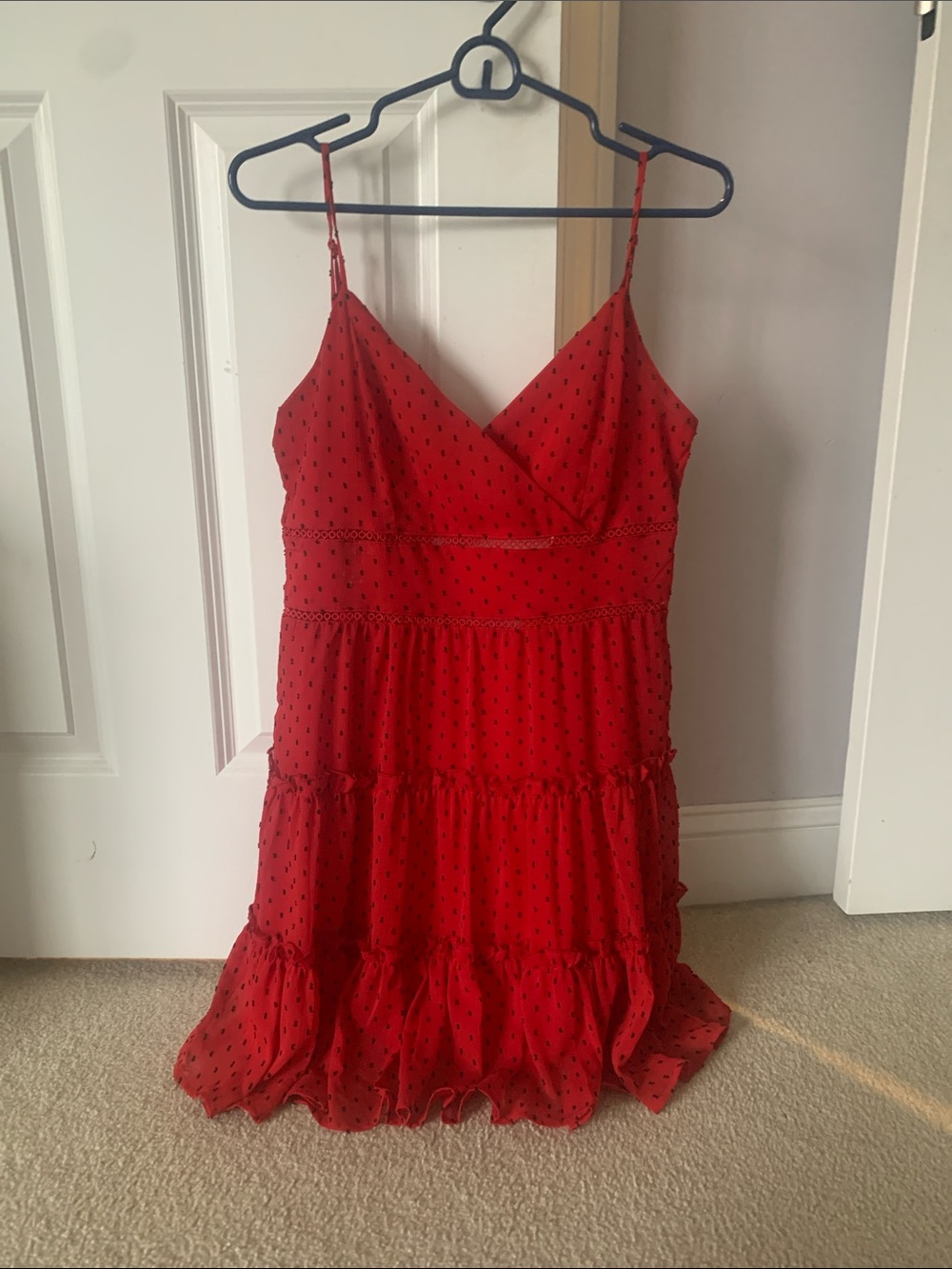 Trixxi Red Dress with Black Dot Accents